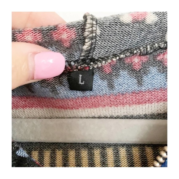 Vintage Black Multicolor Bunny Fairisle Inspired Hooded Sweater - Picture 4 of 5